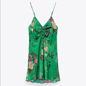 ZARA Satin Effect Print Dress Size XS